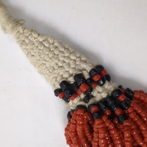 Chunky Seed Bead Multi-Strand Necklace Red - Picture 3 of 6